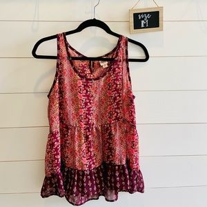 MOSSIMO | TARGET | Maroon Printed Tiered Tank